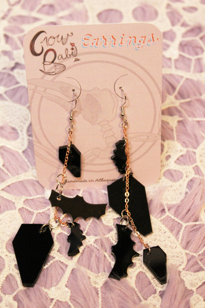 Bat and Coffin Dangle Earrings